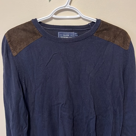 Navy/black topman sweater with brown shoulder pads - Picture 2 of 2